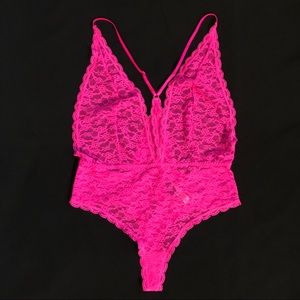 Victoria’s Secret hot pink floral teddy